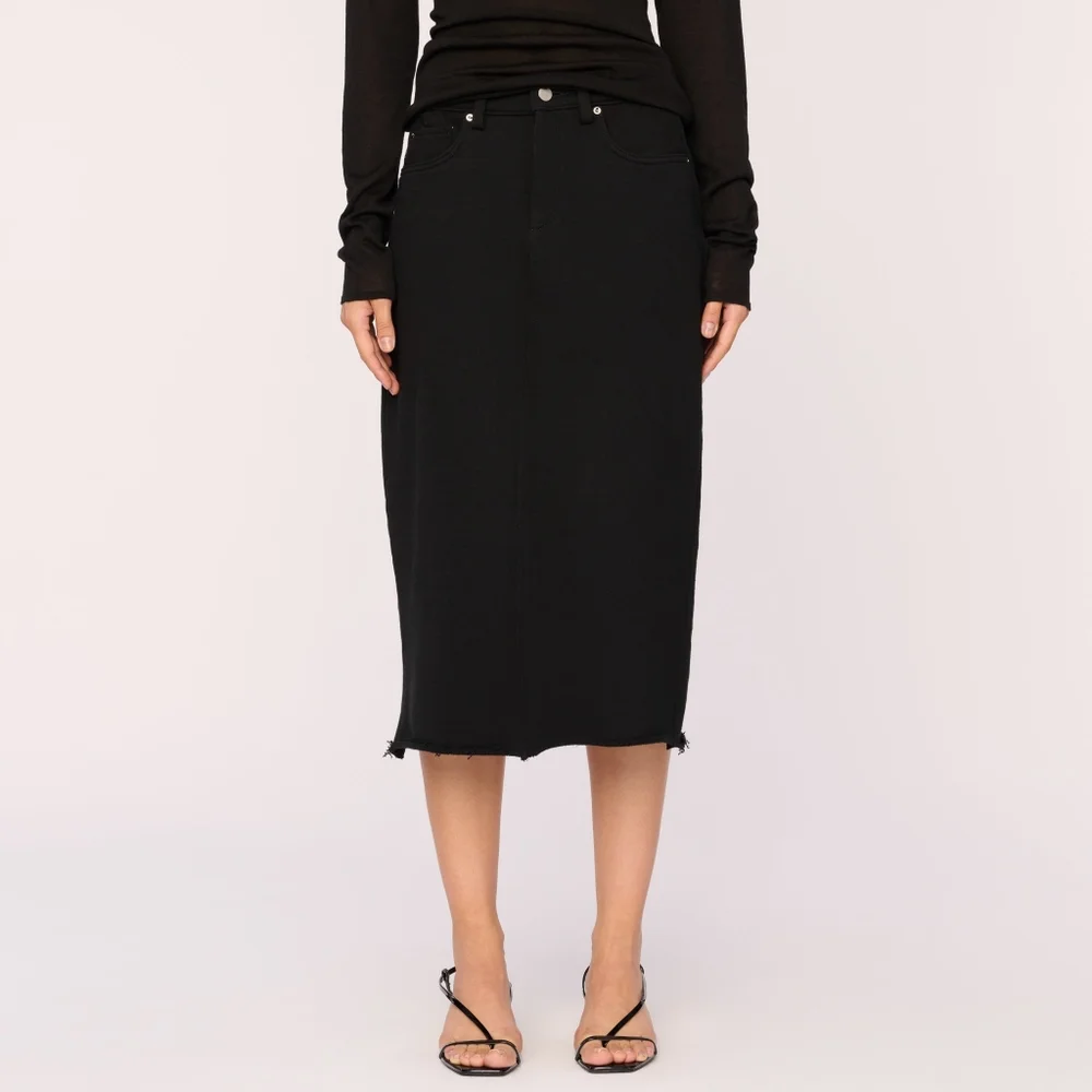 DL1961 Alma Skirt Midi Black Terry Size 25 Sample - Picture 10 of 13